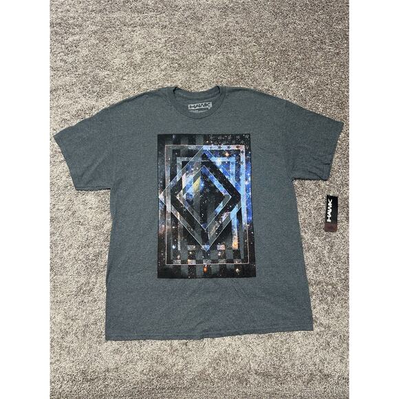 Tony Hawk XL Mens T Shirt‎ Blue Gray Crew Neck Knit Argyle Stars Graphic Print - Picture 1 of 6